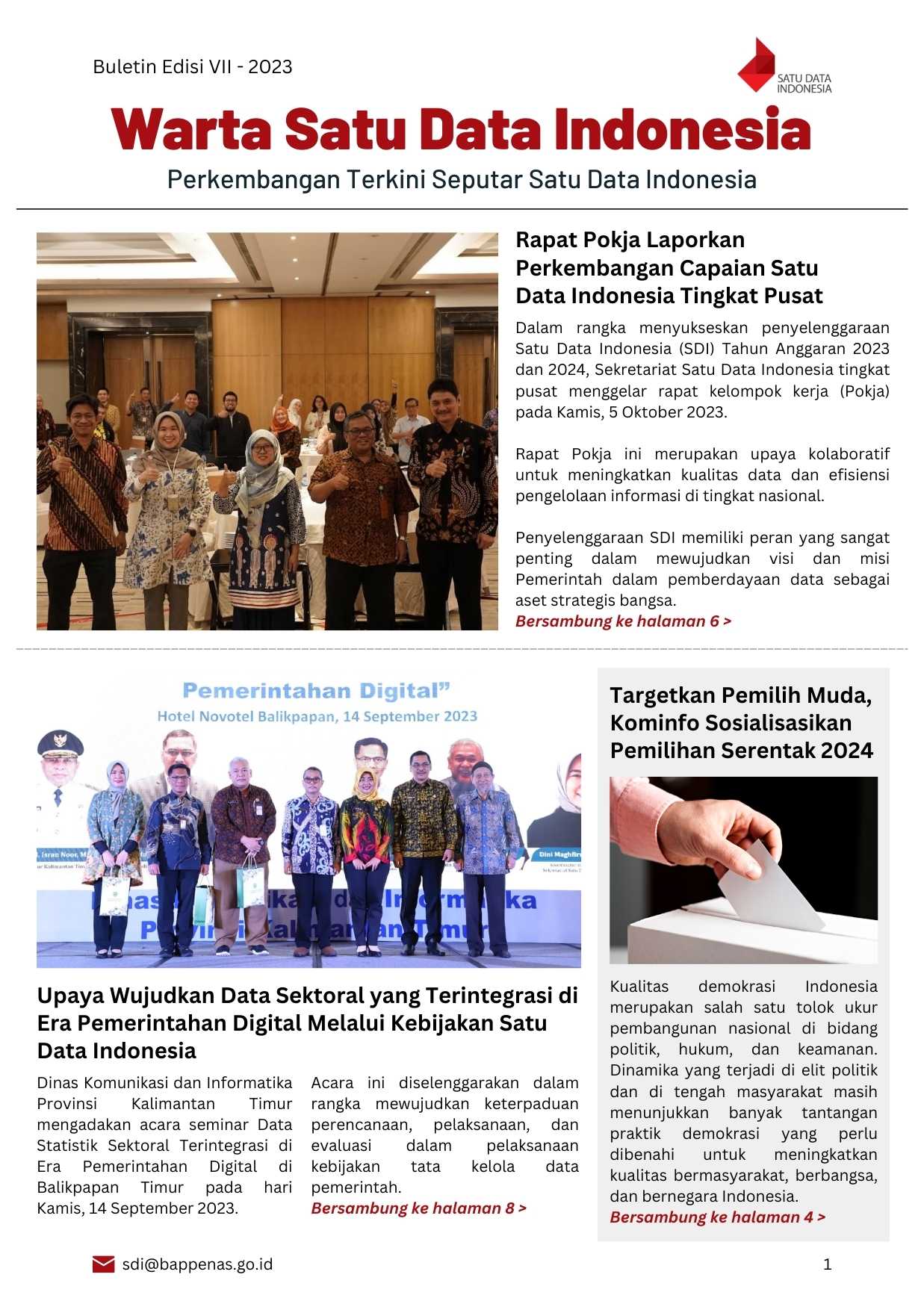 Warta Satu Data Indonesia Edisi 7 Tahun 2023